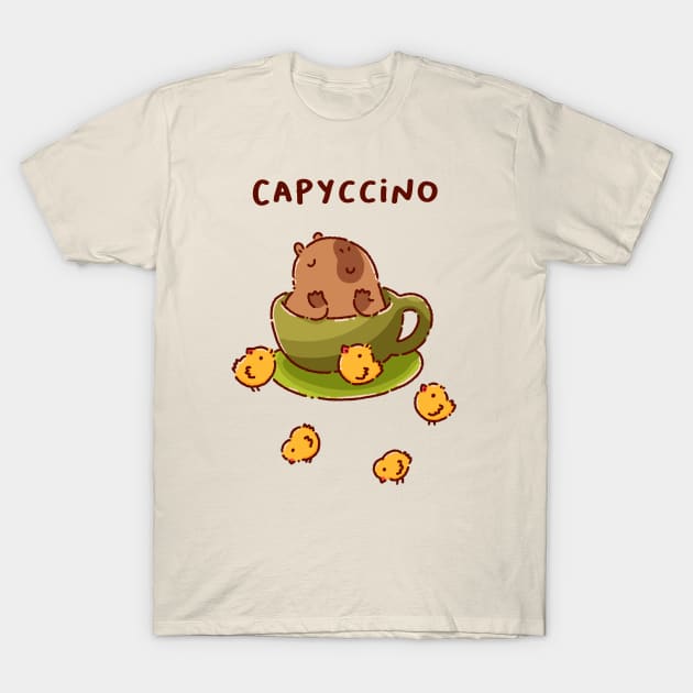 Cappuccino, capyccino, cute capybara plus coffee, chill time with friends T-Shirt by Tinyarts